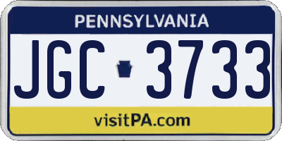 PA license plate JGC3733