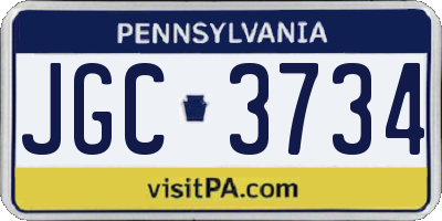 PA license plate JGC3734