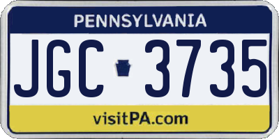 PA license plate JGC3735
