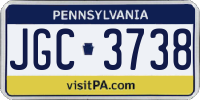 PA license plate JGC3738