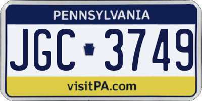 PA license plate JGC3749