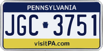 PA license plate JGC3751