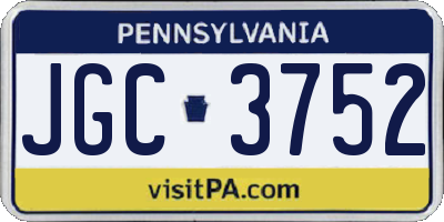 PA license plate JGC3752