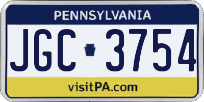 PA license plate JGC3754