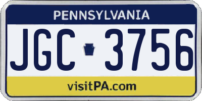 PA license plate JGC3756