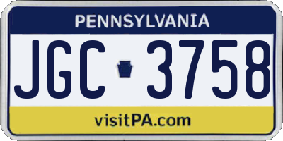 PA license plate JGC3758