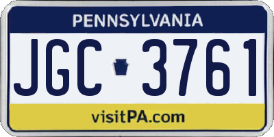 PA license plate JGC3761