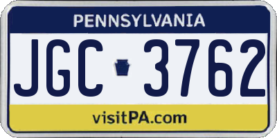 PA license plate JGC3762