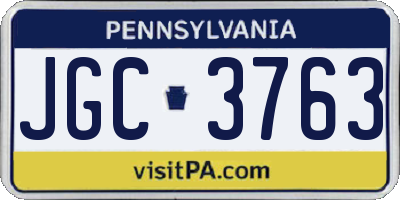 PA license plate JGC3763