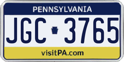 PA license plate JGC3765