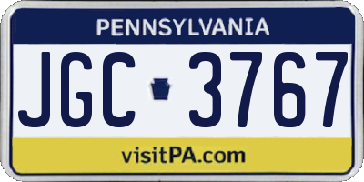 PA license plate JGC3767