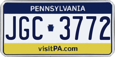 PA license plate JGC3772