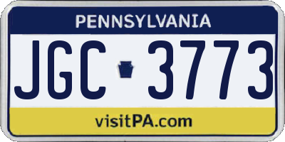 PA license plate JGC3773