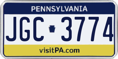 PA license plate JGC3774