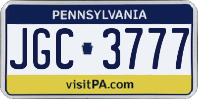 PA license plate JGC3777