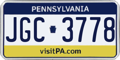 PA license plate JGC3778