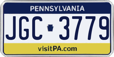 PA license plate JGC3779