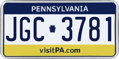 PA license plate JGC3781