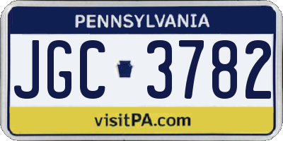 PA license plate JGC3782