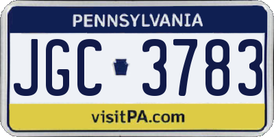 PA license plate JGC3783
