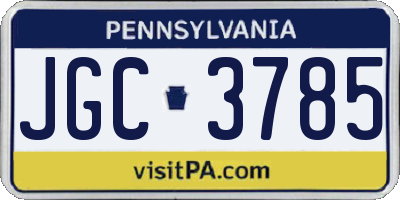 PA license plate JGC3785