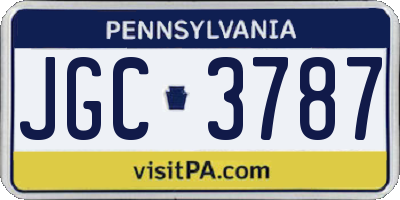 PA license plate JGC3787