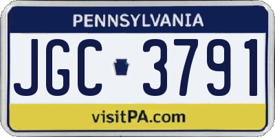PA license plate JGC3791