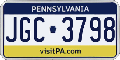 PA license plate JGC3798