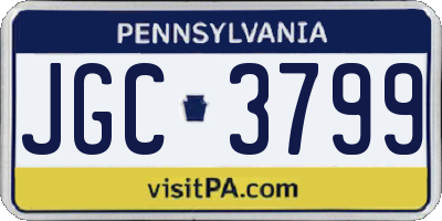 PA license plate JGC3799
