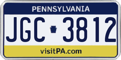 PA license plate JGC3812