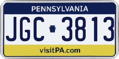 PA license plate JGC3813