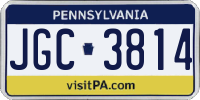PA license plate JGC3814