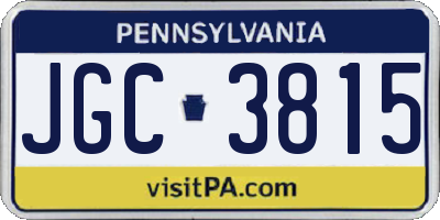 PA license plate JGC3815