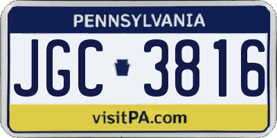 PA license plate JGC3816