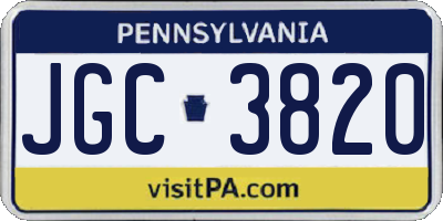 PA license plate JGC3820