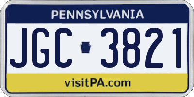 PA license plate JGC3821