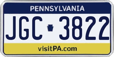 PA license plate JGC3822