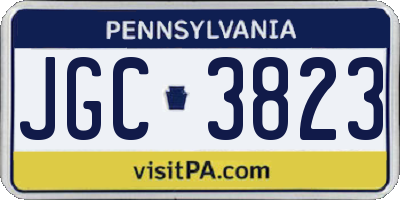PA license plate JGC3823