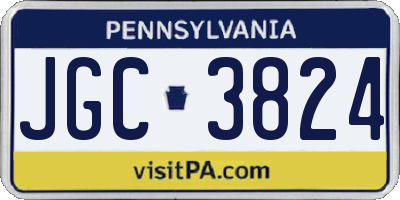 PA license plate JGC3824