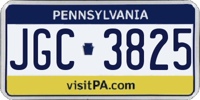 PA license plate JGC3825