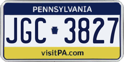 PA license plate JGC3827