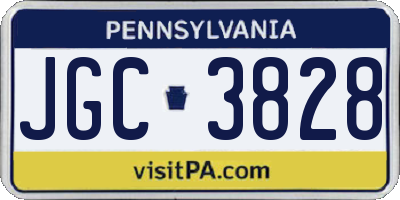 PA license plate JGC3828