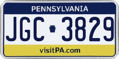PA license plate JGC3829