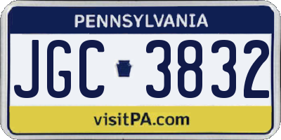 PA license plate JGC3832
