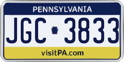 PA license plate JGC3833