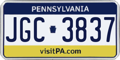 PA license plate JGC3837