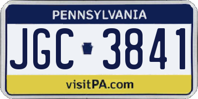 PA license plate JGC3841
