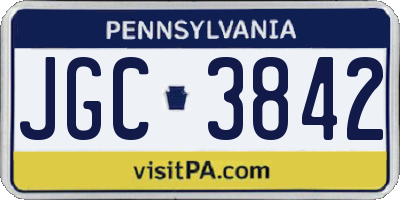 PA license plate JGC3842