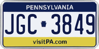 PA license plate JGC3849