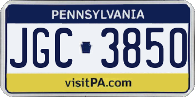 PA license plate JGC3850
